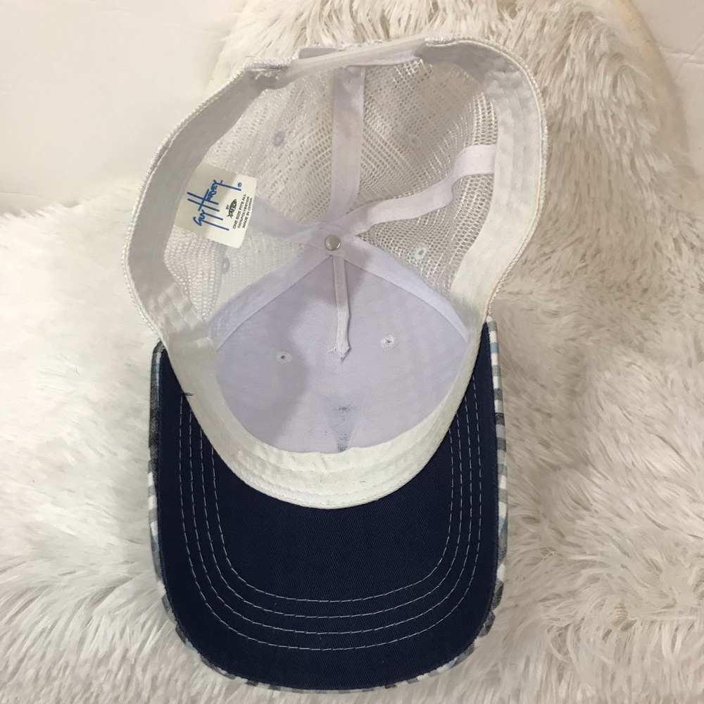 Guy Harvey blue white gray plaid hat fishing cap - Picture 6 of 8